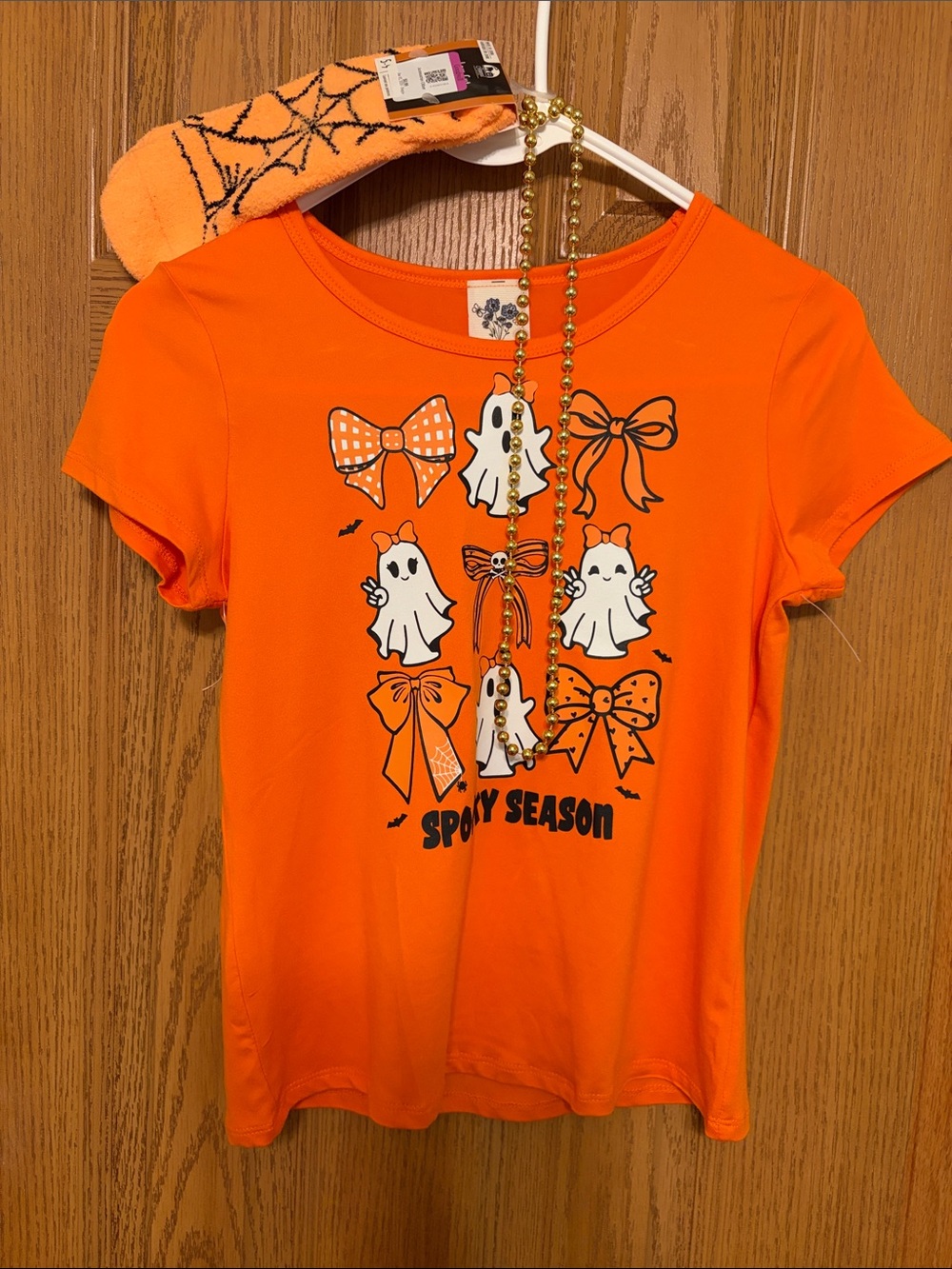 Girls' Orange 'Spooky Season' Ghost Graphic Tee